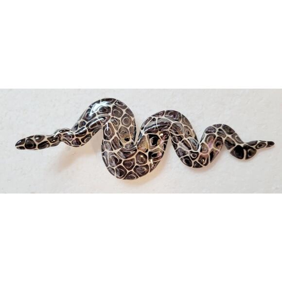 Amazing Slithering Serpent Snake Ceramic or Clay 5" Painted Signed Brooch Pin - Picture 1 of 9